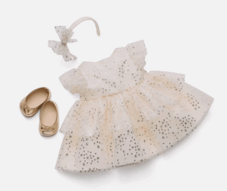 American Girl X Janie and Jack Sparkly Cream Celebration Dress for Bitty Baby 15 inch Dolls