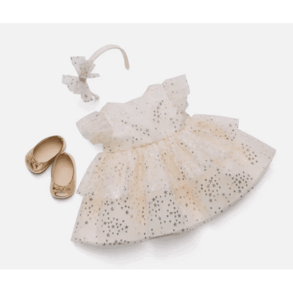American Girl X Janie and Jack Sparkly Cream Celebration Dress for Bitty Baby 15 inch Dolls