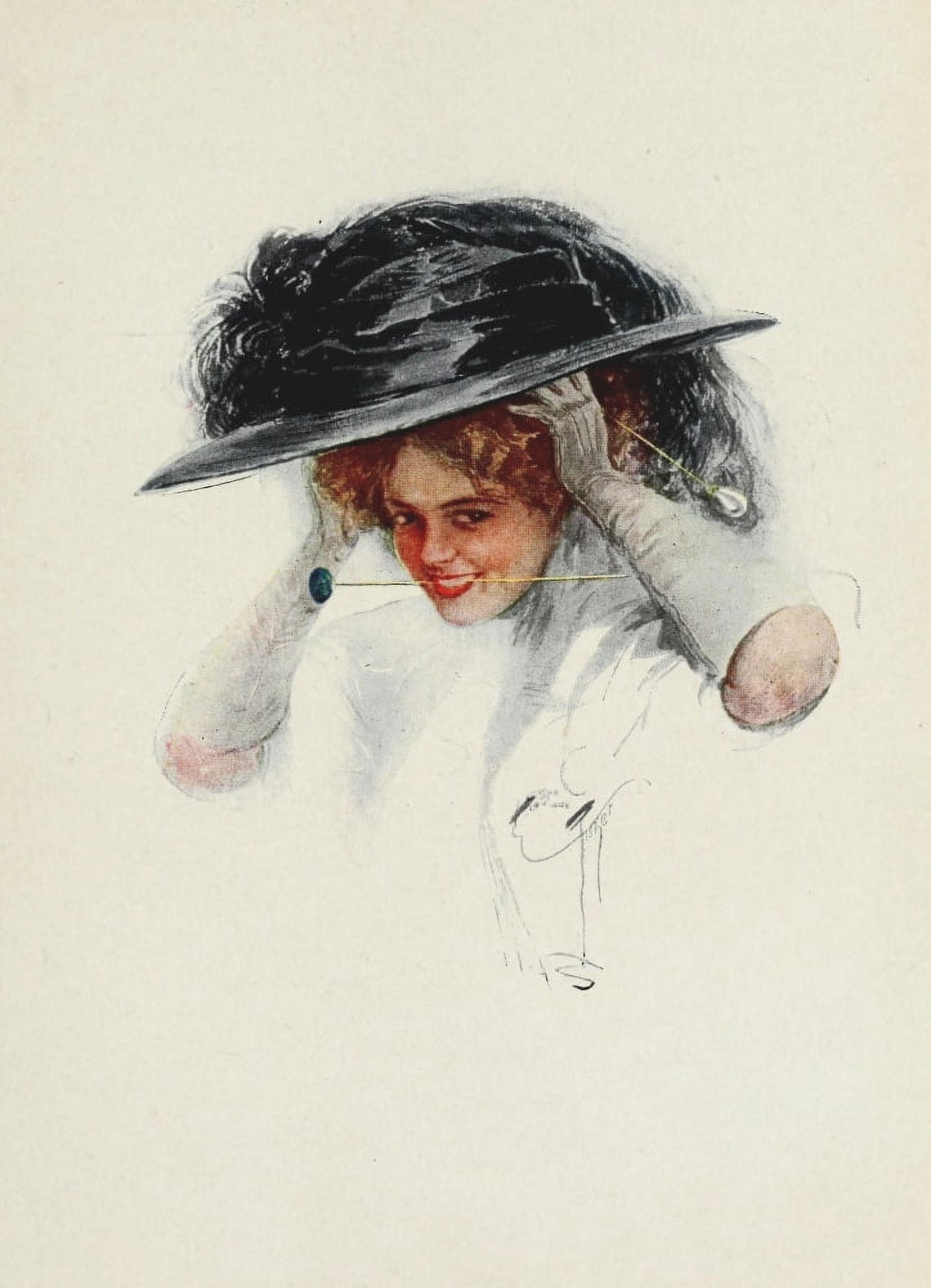 American Girls in Miniature 1912 Hat-pin Canvas Art - Harrison Fisher (18 x 24)