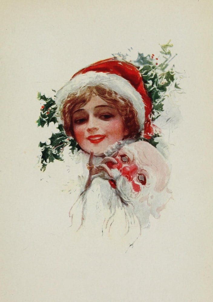 American Girls in Miniature 1912 Miss Santa Claus Canvas Art - Harrison Fisher (18 x 24)
