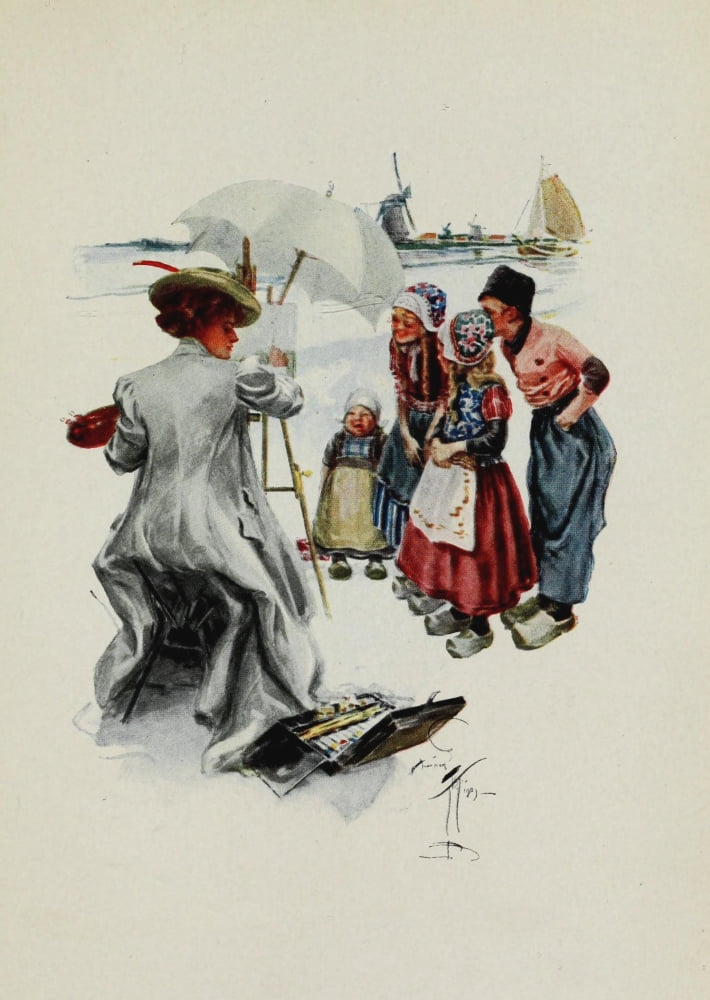 American Girls in Miniature 1912 The American girl in the Netherlands Canvas Art - Harrison Fisher (24 x 36)