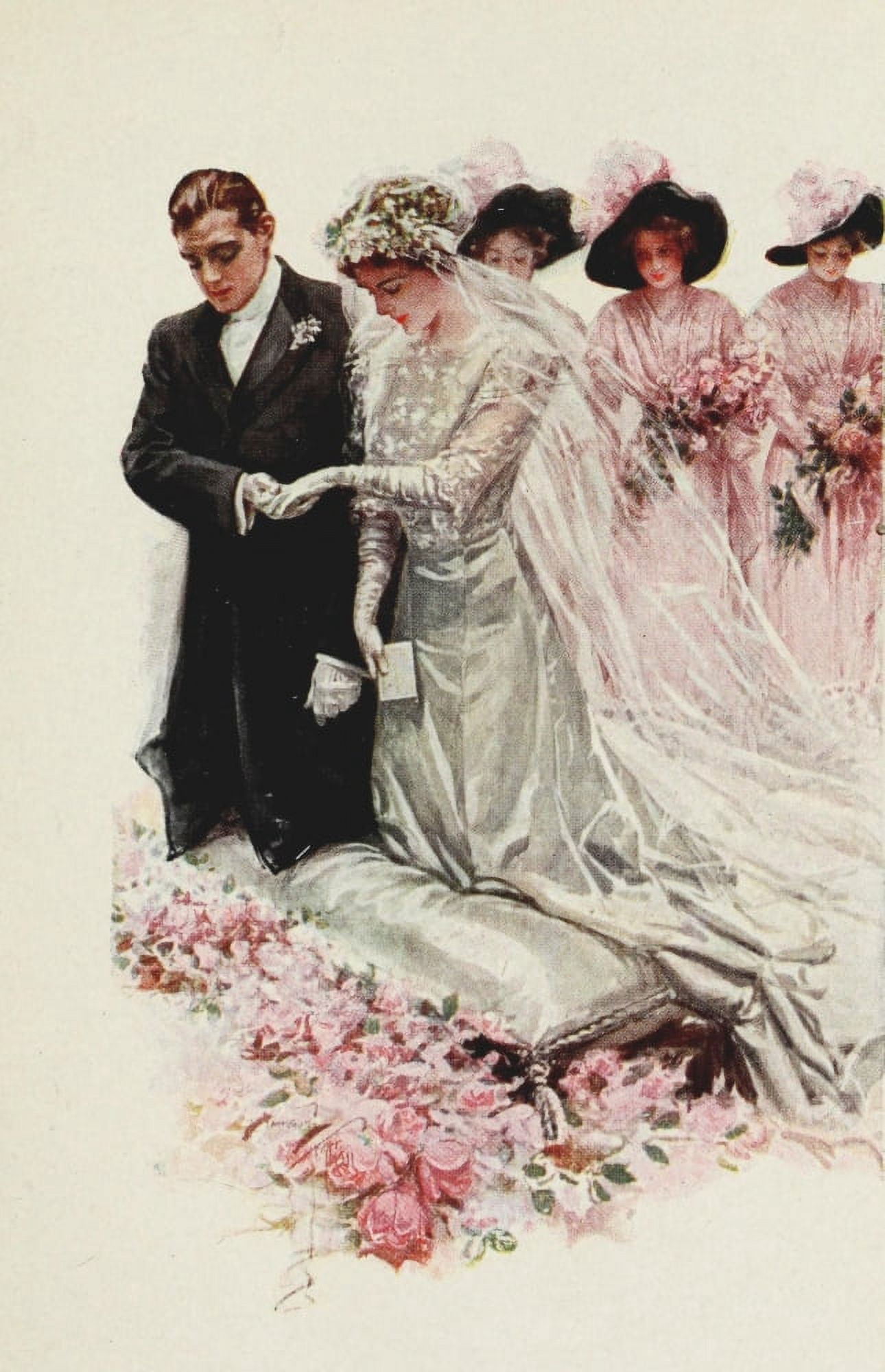 American Girls in Miniature 1912 The Wedding Canvas Art - Harrison Fisher (24 x 36)