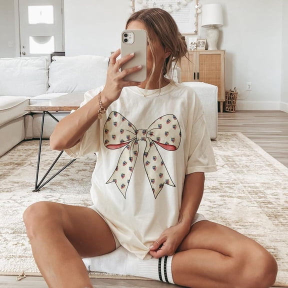 American Girly T-shirt, Coquette, USA Style, 4th of July, Memorial Day, Retro America, Red White Blue, Cute Shirt