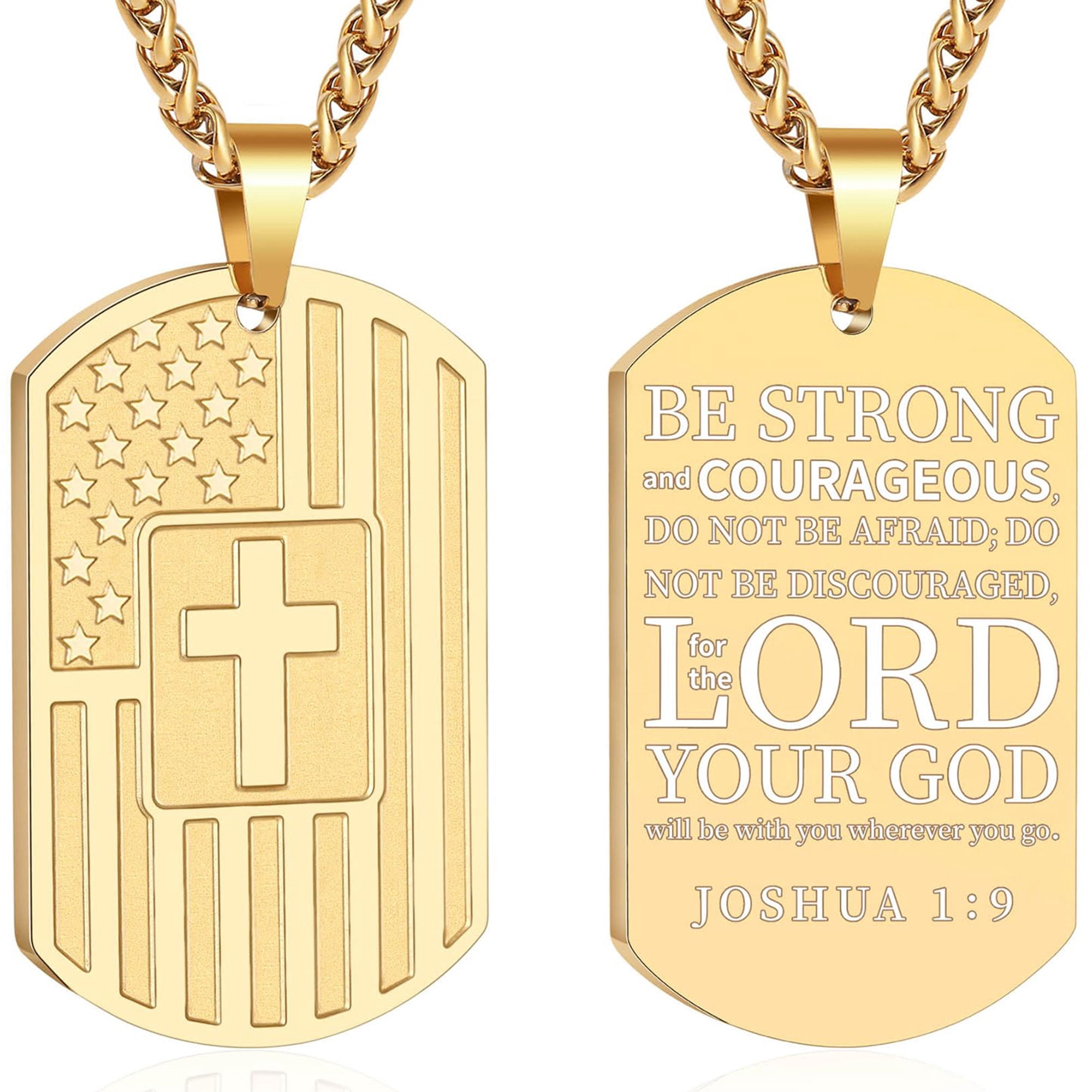 アクセサリー A&G 3 Cross Dog Tag Necklace APSVO Gold Dog Tag Cross Necklace American Flag Pendant Chain