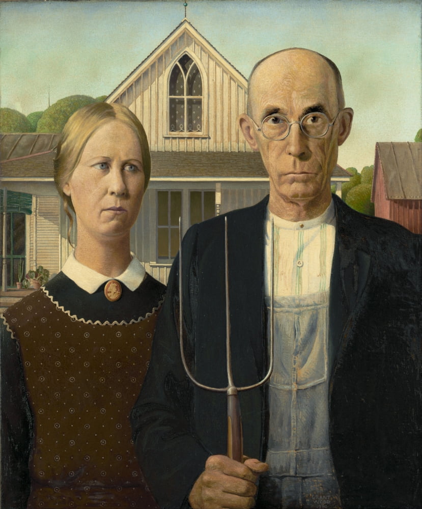 American Gothic 1930 Canvas Art - Grant Wood (24 x 36)