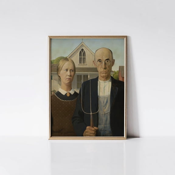 American Gothic 1930 Grant Wood Classic Art Print Unframed Paper Poster 8x10in