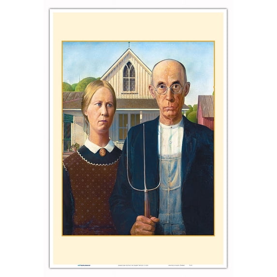 American Gothic - From an Original Color Painting by Grant Wood c.1930 - Master Art Print (Unframed) 13in x 19in