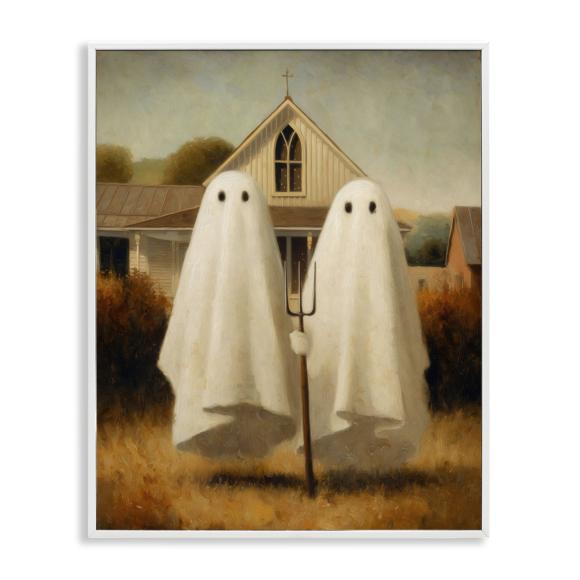 American Gothic Ghosts White Framed Giclee Art, design by Arlington Prints