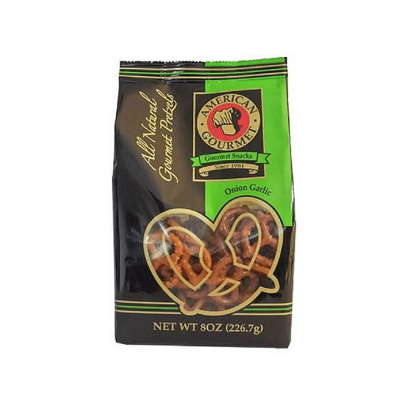 American Gourmet Onion Garlic Flavored Pretzels, 3-Pack 8 oz Bags