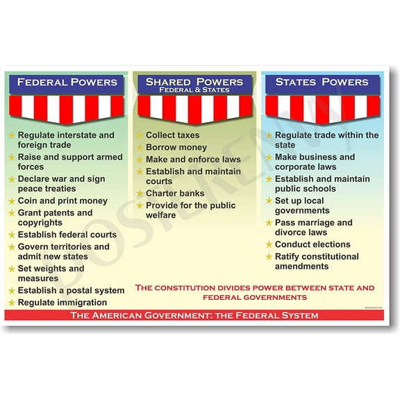 American Government: The Federal System - Shared Power - Classroom Poster