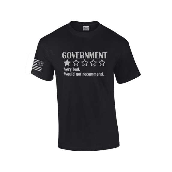 American Government Very Bad Would Not Recommend Stars Funny American Flag Sleeve Mens Short Sleeve T-shirt Graphic Tee-Black-medium