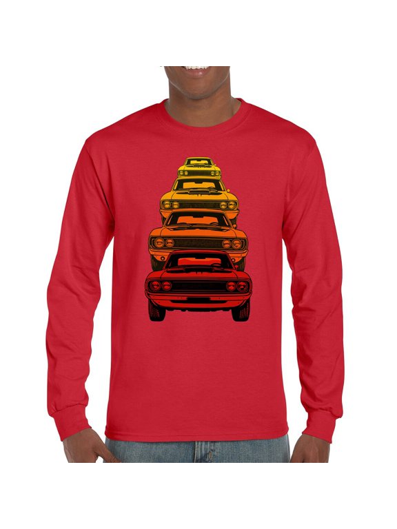 American Gradient Muscle Car Long Sleeve T-shirt 1970 Vintage Classic Perfomance