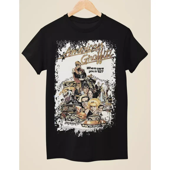 American Graffiti - Movie Poster Inspired Unisex Black T-Shirt