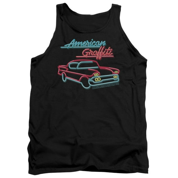 Trevco Sportswear UNI977-TK-2 American Grafitti Neon Adult Tank Top, Black - Medium