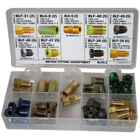 American Grease Stick (AGS) 9 Pc. Metric Fitting Assortment - SAE Inverted - ISO Bubble Tube Nuts - UNF Imperial and Metric Thrd, 1 assortment, sold by assortment