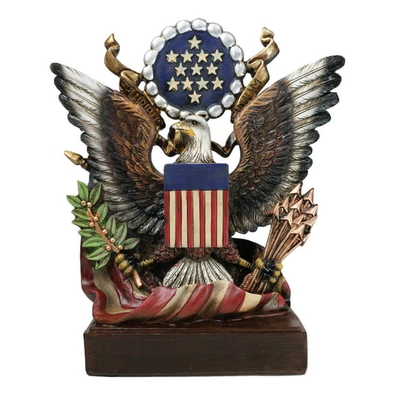 American Great Seal Bald Eagle Olive Branch Arrows Pluribus Unum Desktop Plaque