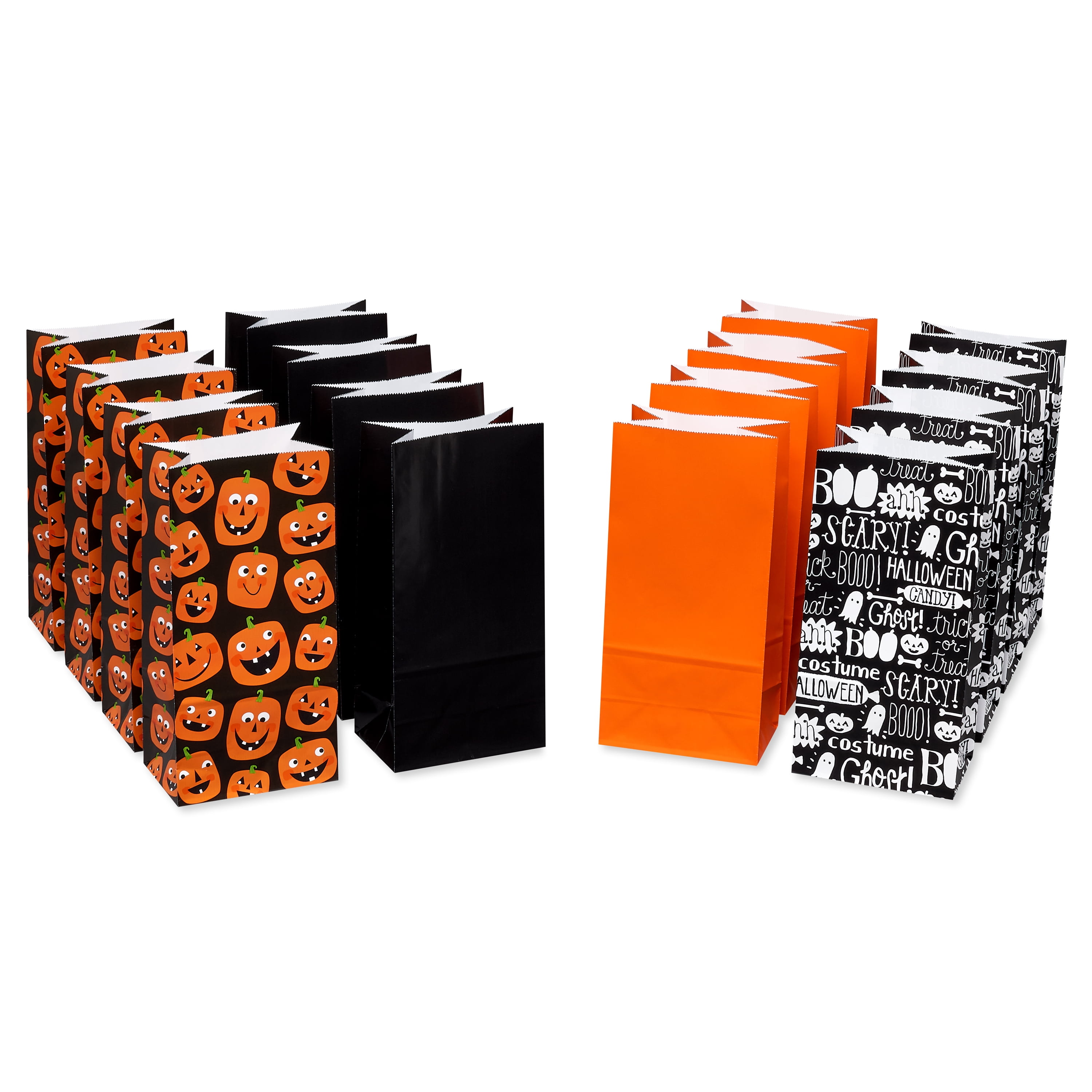 American Greetings 10" Halloween Black and Orange Goodie Bags, Pumpkins