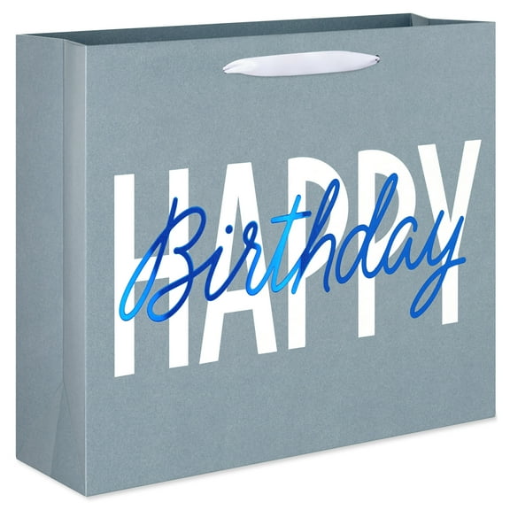 American Greetings 10 in. Large Grey Horizontal Birthday Gift Bag for Him (1-bag)