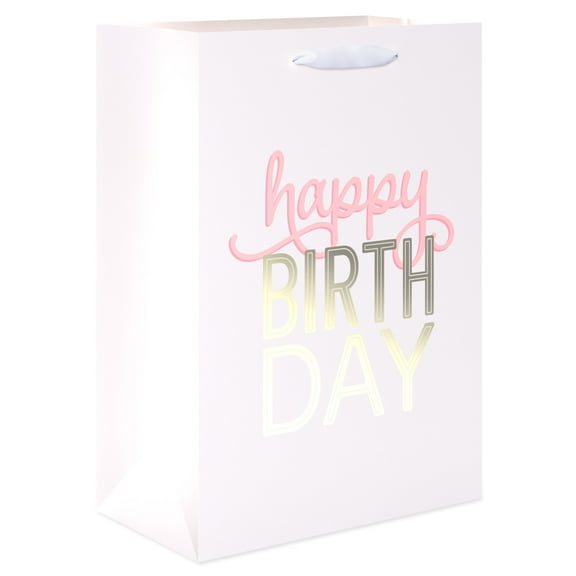 American Greetings 10 in. Medium White Birthday Gift Bag for Her (1-Count)