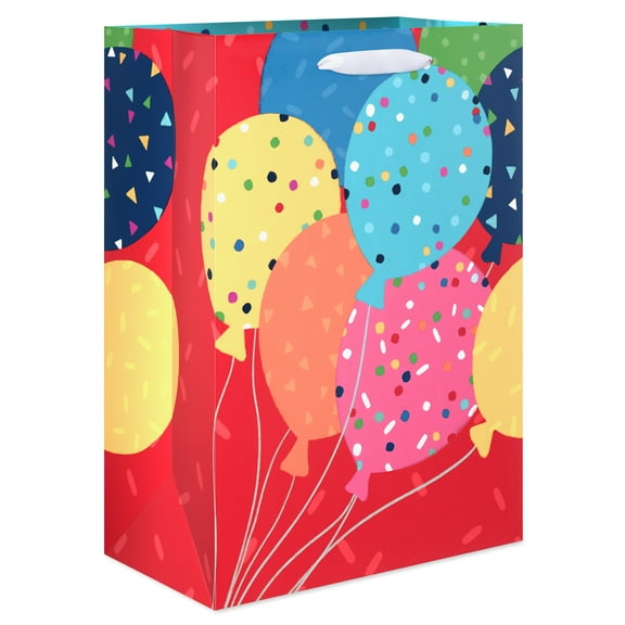 American Greetings 10 in. Red Medium Birthday Gift Bag, Bold Balloons (1-Count)