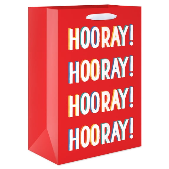 American Greetings 10 in. Red Medium Gift Bag, Hooray! (1-Count)