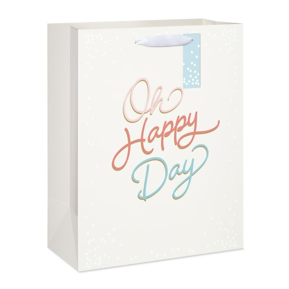 American Greetings 12.75 in. Large Ivory Wedding Gift Bag, Oh Happy Day (1-Count)
