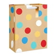 thumbnail image 1 of American Greetings 12.75 in. Large Kraft Gift Bag with Hang Tag, Multi-colored Dots (1-Count), 1 of 4