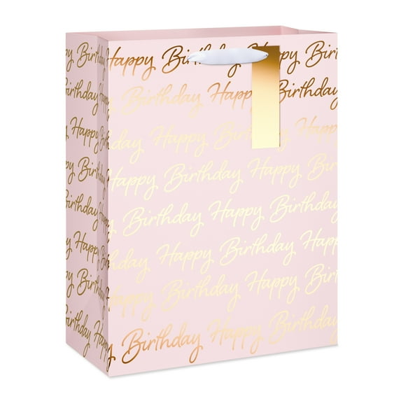 American Greetings 12.75 in. Large Pink Birthday Gift Bag for Her with Gold Hang Tag (1-Count)