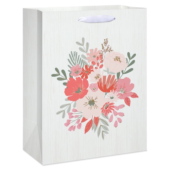 American Greetings 12.75 in. Large Wedding Gift Bag, Pink Watercolor Florals (1-Count)