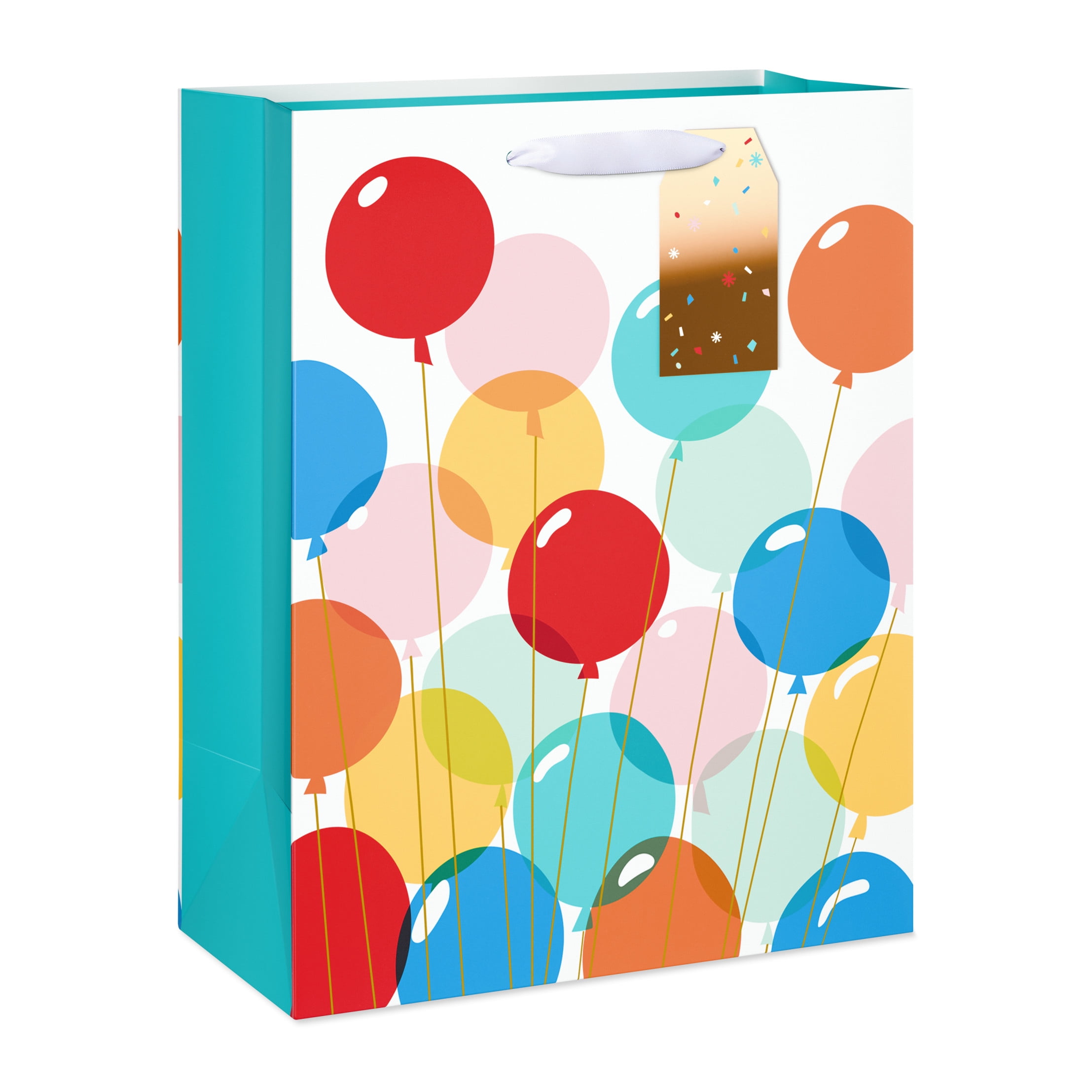 American Greetings 12.75 in. Large White Birthday Gift Bag, Multi-color Balloons (1-Count)