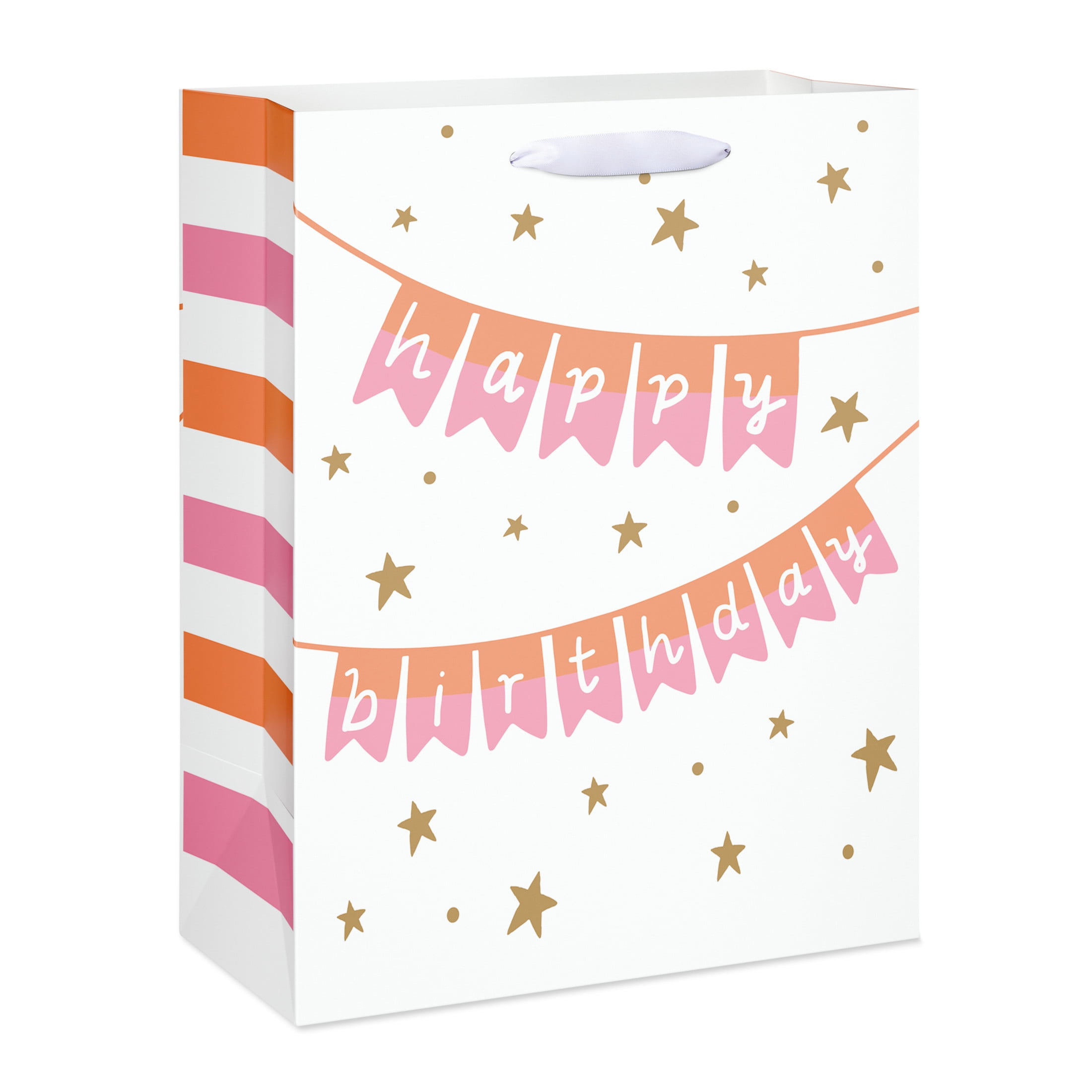 American Greetings 12.75 in. Large White Birthday Gift Bag for Her, Banner (1-Count)