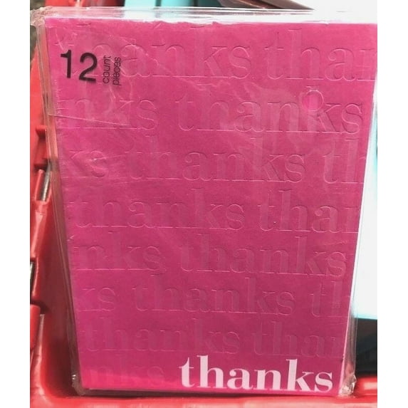 American Greetings 12 Pink Thanks Notecards With Envelopes NEW