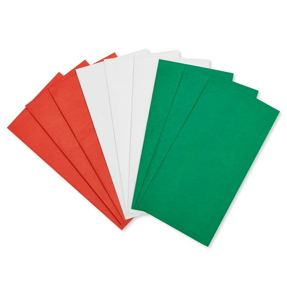 American Greetings 125 Sheets 20 in. x 20 in. Bulk Tissue Paper (Red, Green, White) for Birthdays, Holidays and All Occasion
