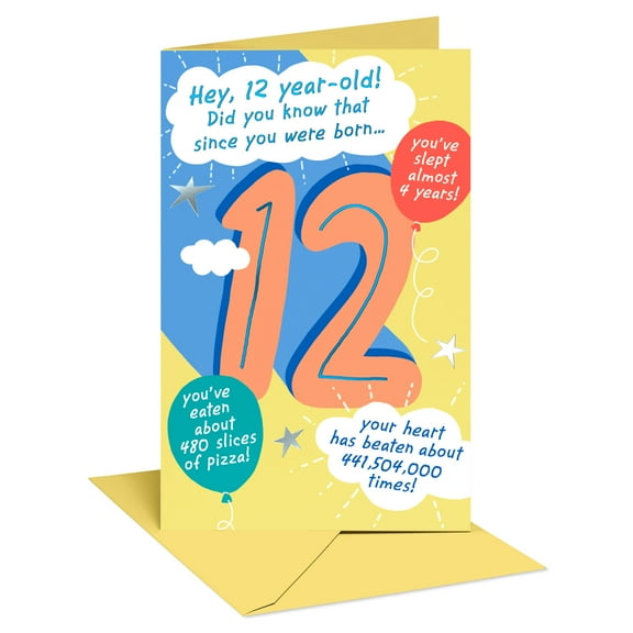 American Greetings 12th Birthday Card for Kids (Fun Facts)