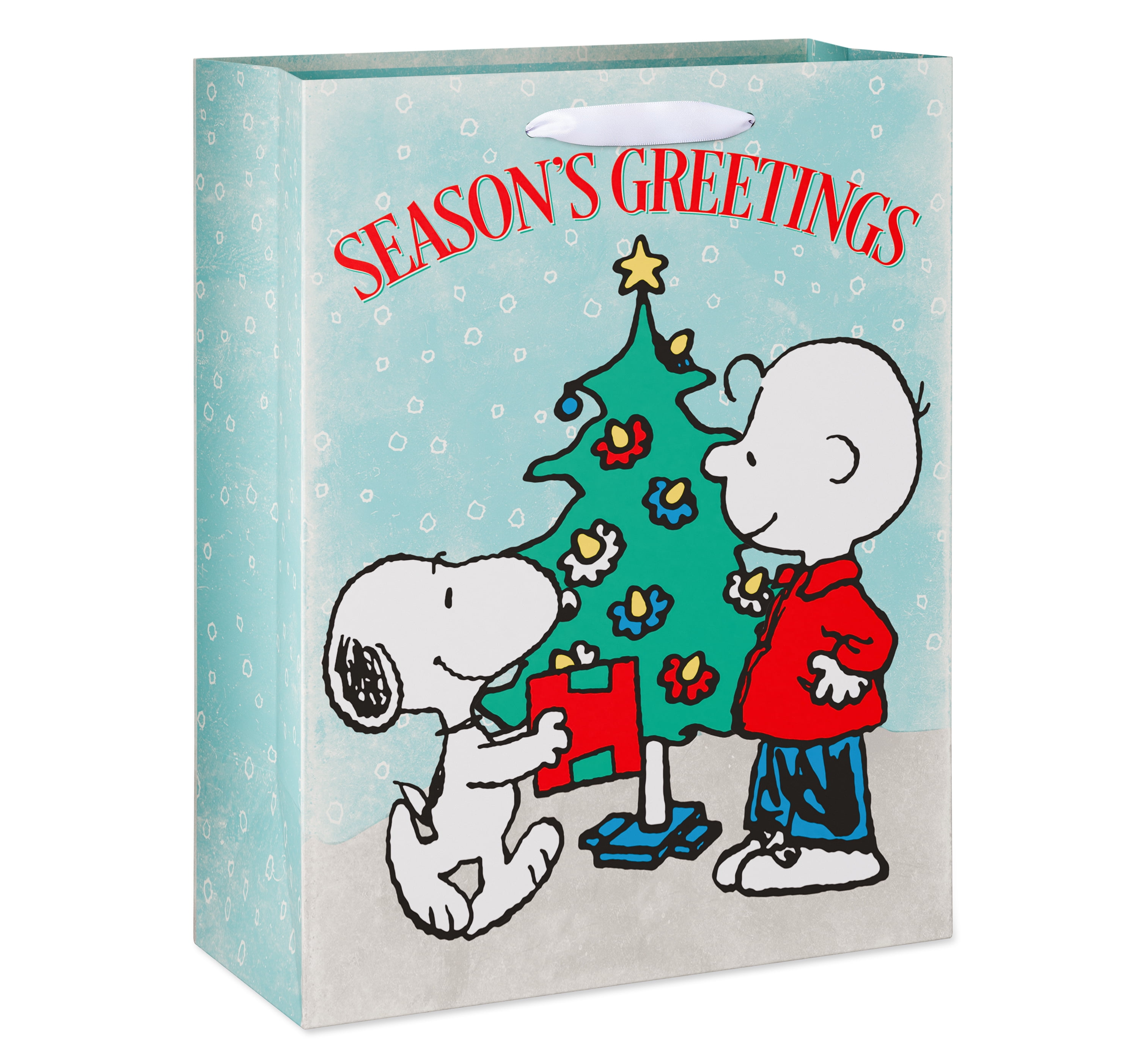 American Greetings 13 in. Charlie Brown and Snoopy Christmas Gift Bag, Season's Greetings (1-Count)