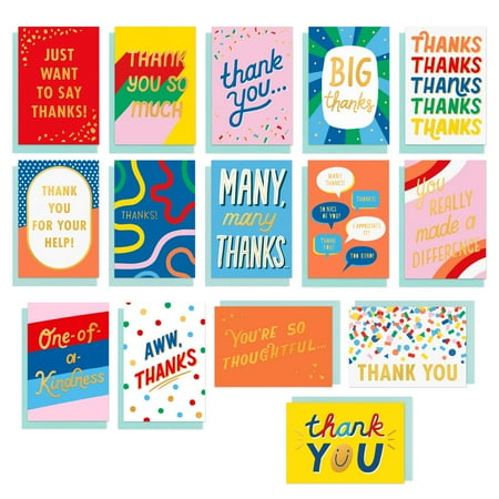 American Greetings 15-Count Thank You Card Assortment with Envelopes and Seals (Big Thanks)