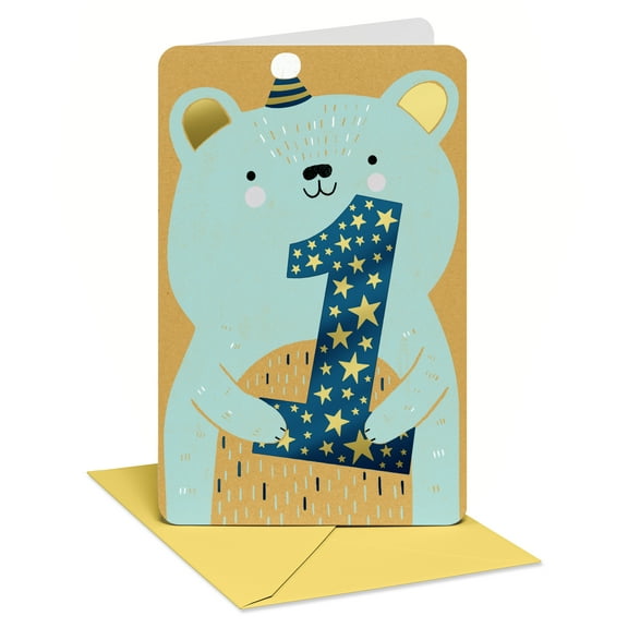 American Greetings 1st Birthday Card for Baby Boy (Bear with No 1)