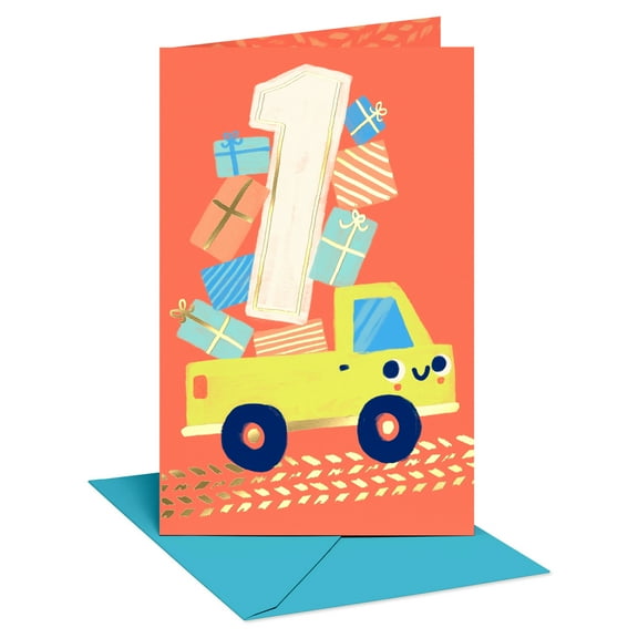 American Greetings 1st Birthday Card for Baby Boy (Birthday Truckload)