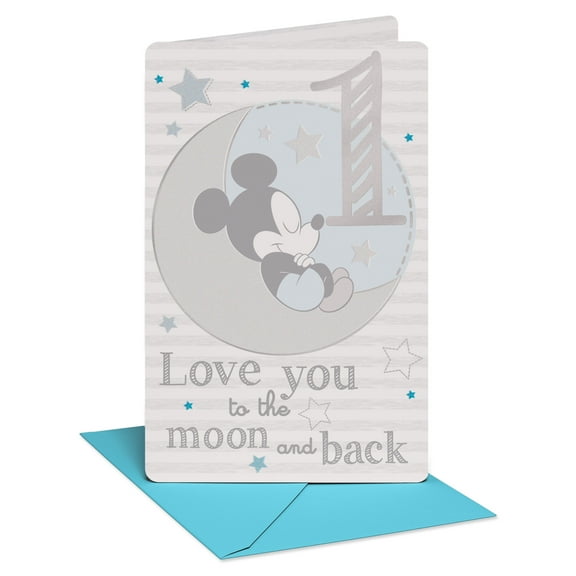 American Greetings Disney 1st Birthday Card for Boy (Mickey's Sweet Dreams)