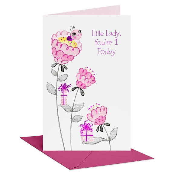 American Greetings 1st Birthday Card for Baby Girl (Little Lady Bug)