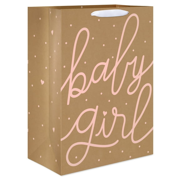 American Greetings 20" Jumbo Kraft Gift Bag for Baby Girl Baby Shower (1-Count)