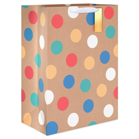 American Greetings 20" Jumbo Kraft Gift Bag with Hang Tag, Multi-Colored Dots (1-Count)