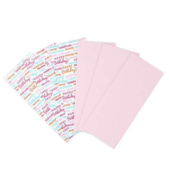 American Greetings 20" x 20" Birthday Tissue Paper, Flamingo Pink (2-colors, 6-Sheets)