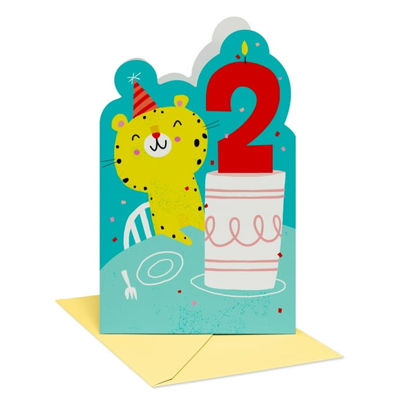 American Greetings 2nd Birthday Card for Baby (Cheetah with Cake)