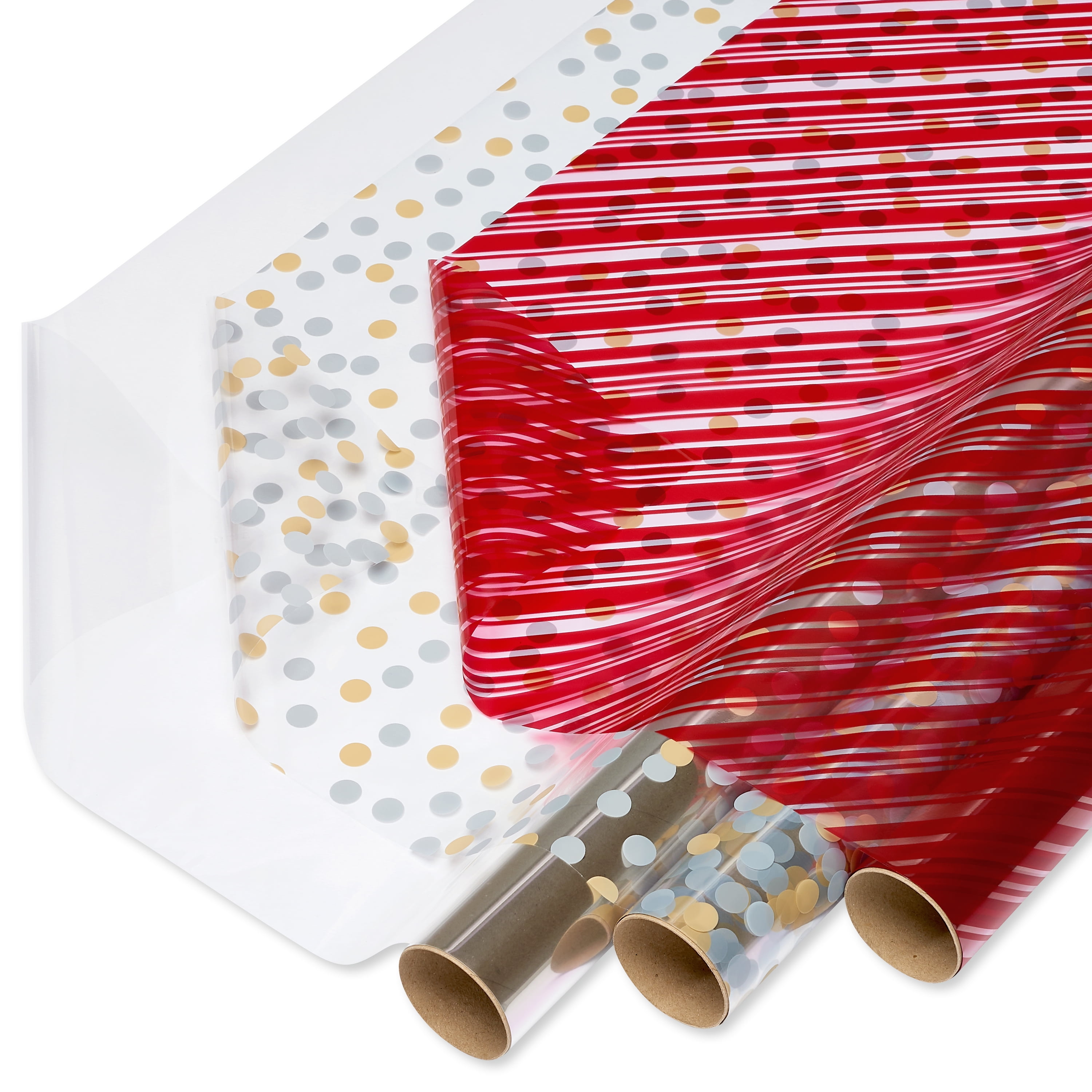 Christmas Wrapping Paper Red Gold Holographic Plaid Jillson & Roberts