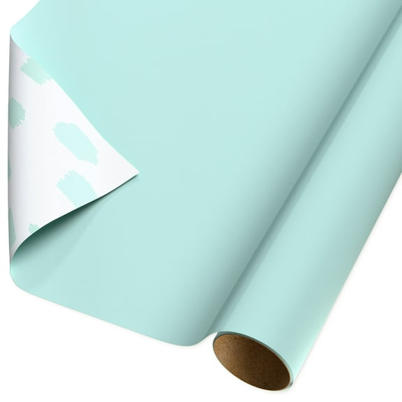 American Greetings 30 in. Green Reversible Wrapping Paper, Solid and Paint Strokes (1-Roll, 20 Sq. ft.)