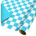 thumbnail image 1 of American Greetings 30 in. Teal Reversible Wrapping Paper, Solid & Checkered Patterns (1-Roll, 20 Sq. ft.), 1 of 5