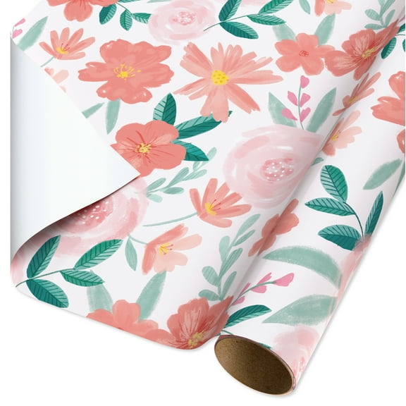 American Greetings 30 in. x 96 in. All Occasion Wrapping Paper, Pink Floral (1-Roll, 20 Sq. ft.)