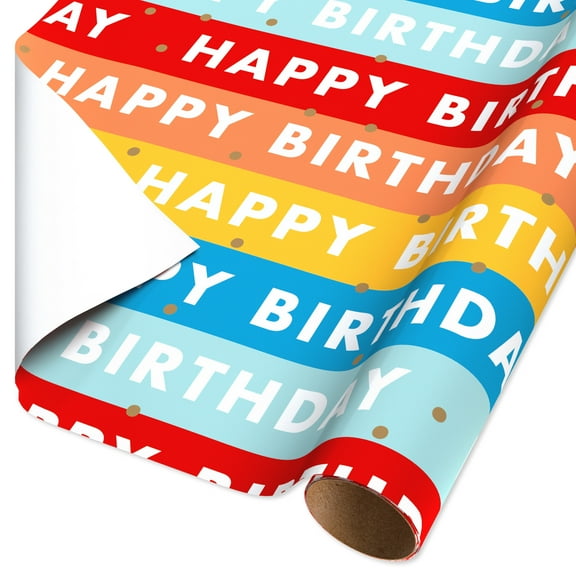 American Greetings 30 in. x 96 in. Birthday Wrapping Paper, Multi-color stripe (1-Roll, 20 Sq. ft.)
