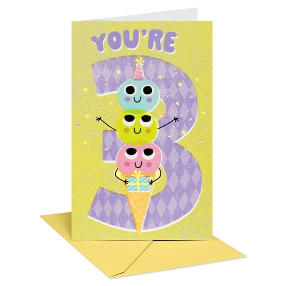 American Greetings 3rd Birthday Card for Kids (Ice Cream Fun)